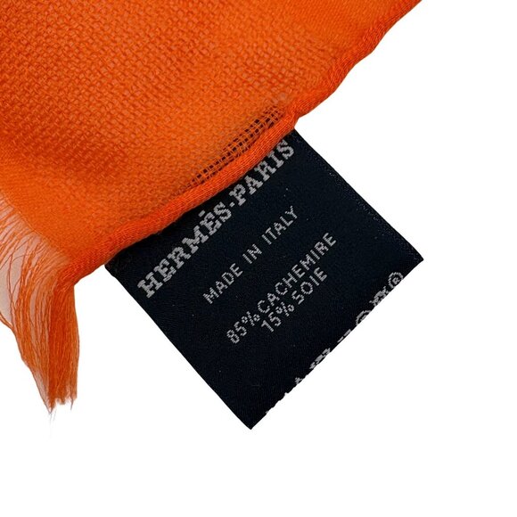 Authentic HERMES Stole Scarf Orange Cashmere #36634613 - Picture 9 of 12